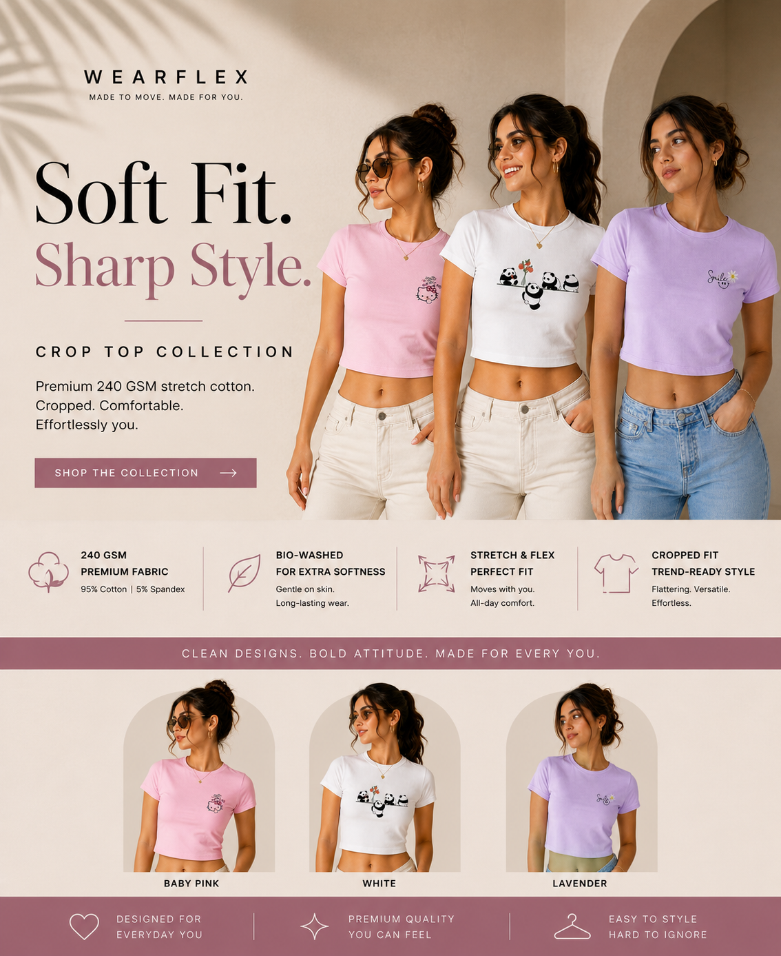 WearFlex Crop Top Collection – Cropped Comfort, Everyday Style