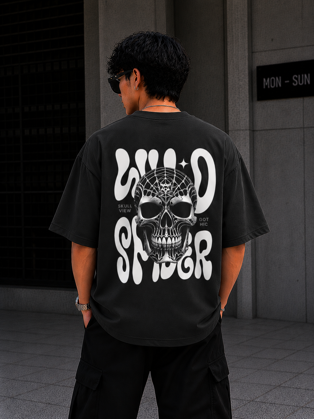 Wearflex “Wild Spider” Oversized Graphic T-Shirt – Dark Streetwear Edition
