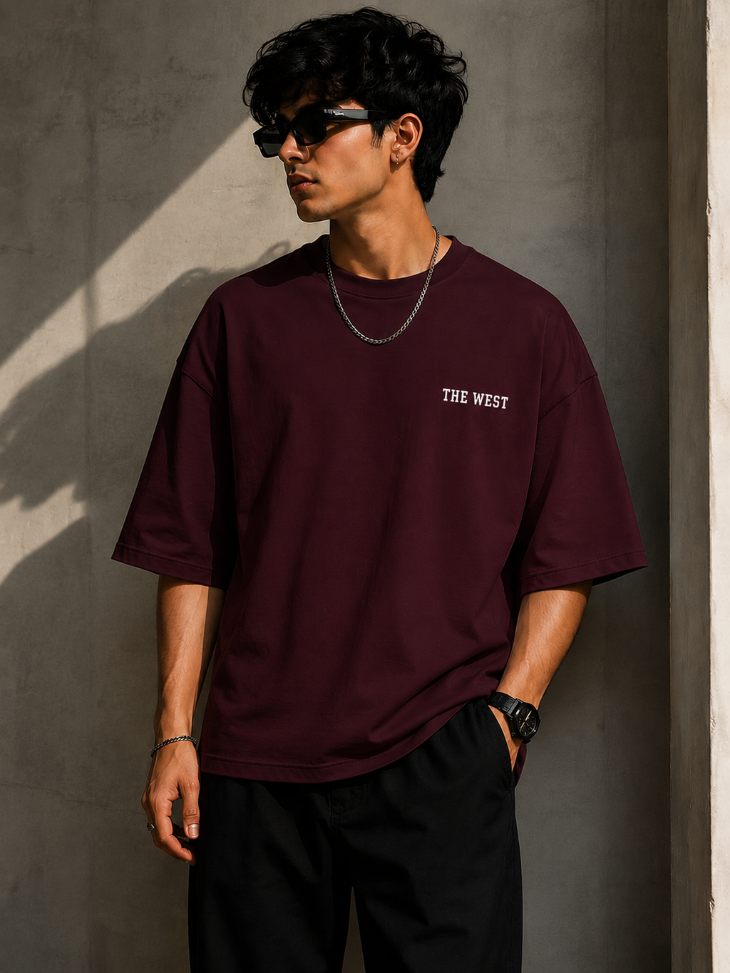 Wearflex “THE WEST” Unisex Terry Oversized Tee – Premium Streetwear Drop Shoulder T-Shirt