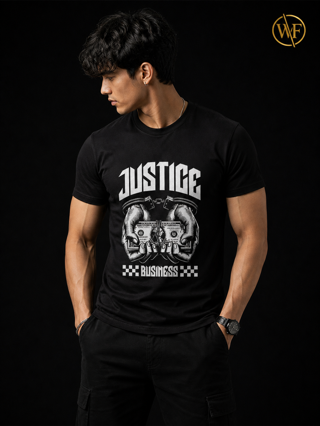 WearFlex Justice Business T-Shirt – Bold Graphic Streetwear | Unisex Fit