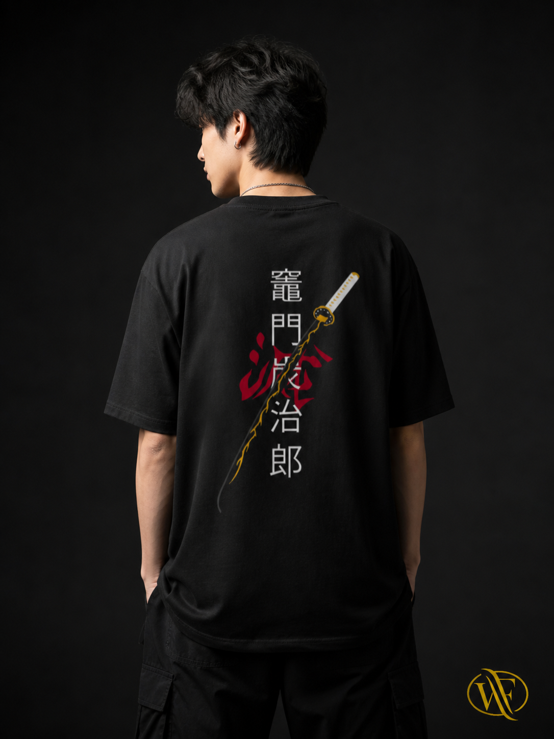 Flame Katana Back Print T-Shirt – Premium 180 GSM Cotton (Unisex) || WearFlex