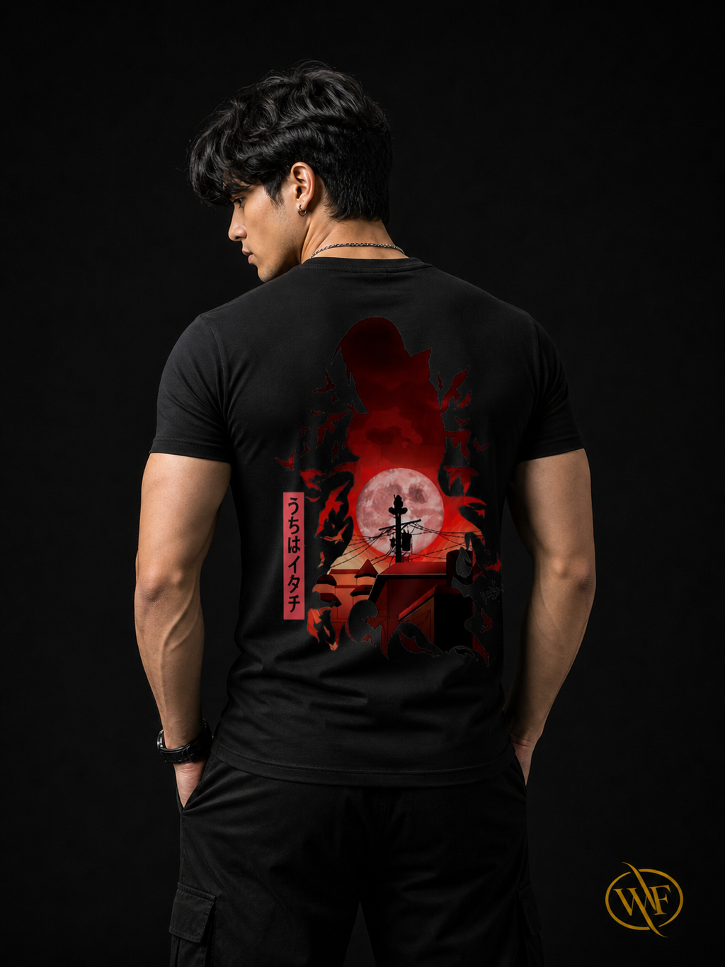 WearFlex Red Moon Shadow T-Shirt – Premium Anime Streetwear | Unisex Fit
