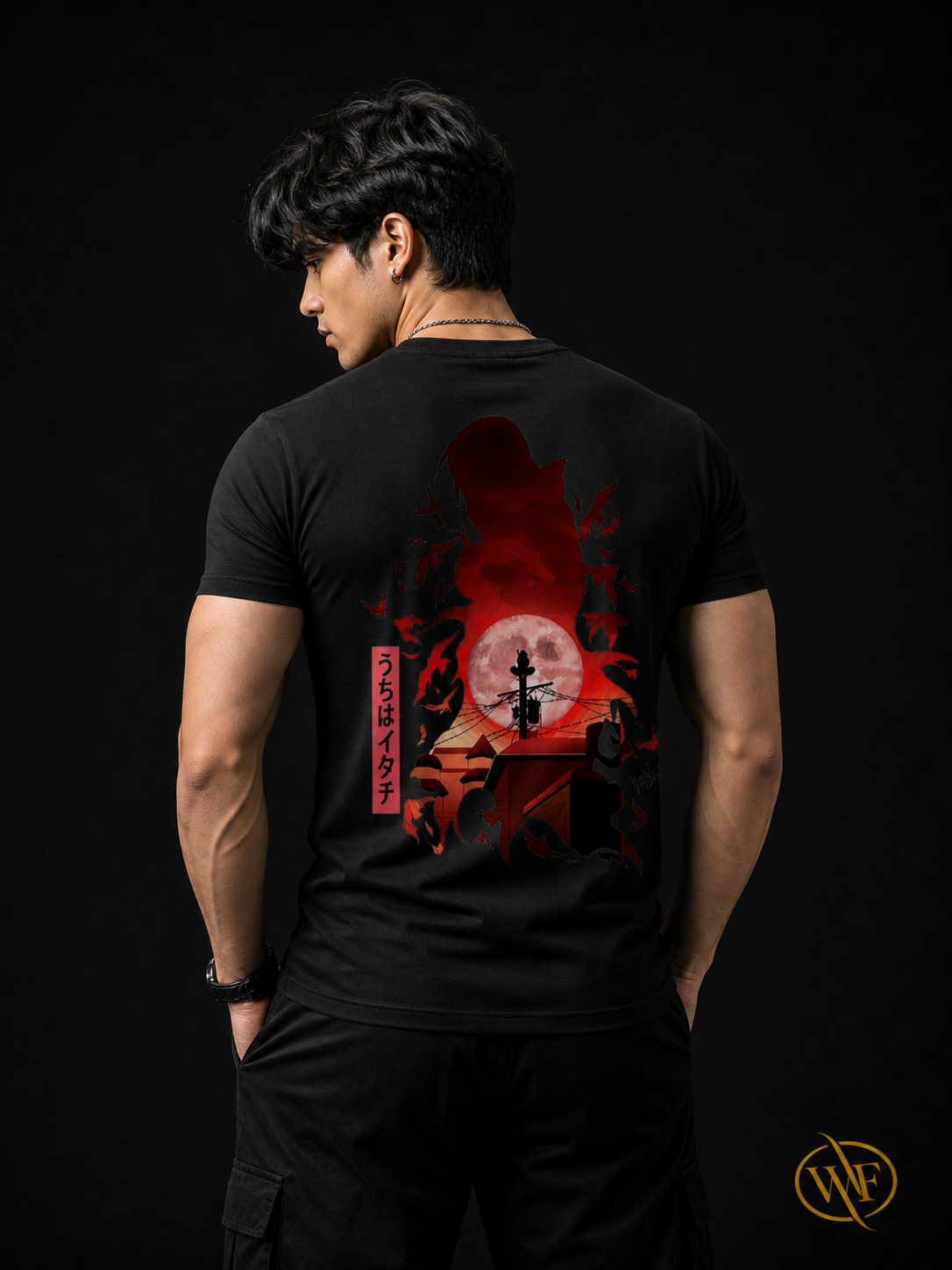 WearFlex Red Moon Shadow T-Shirt – Premium Anime Streetwear | Unisex Fit