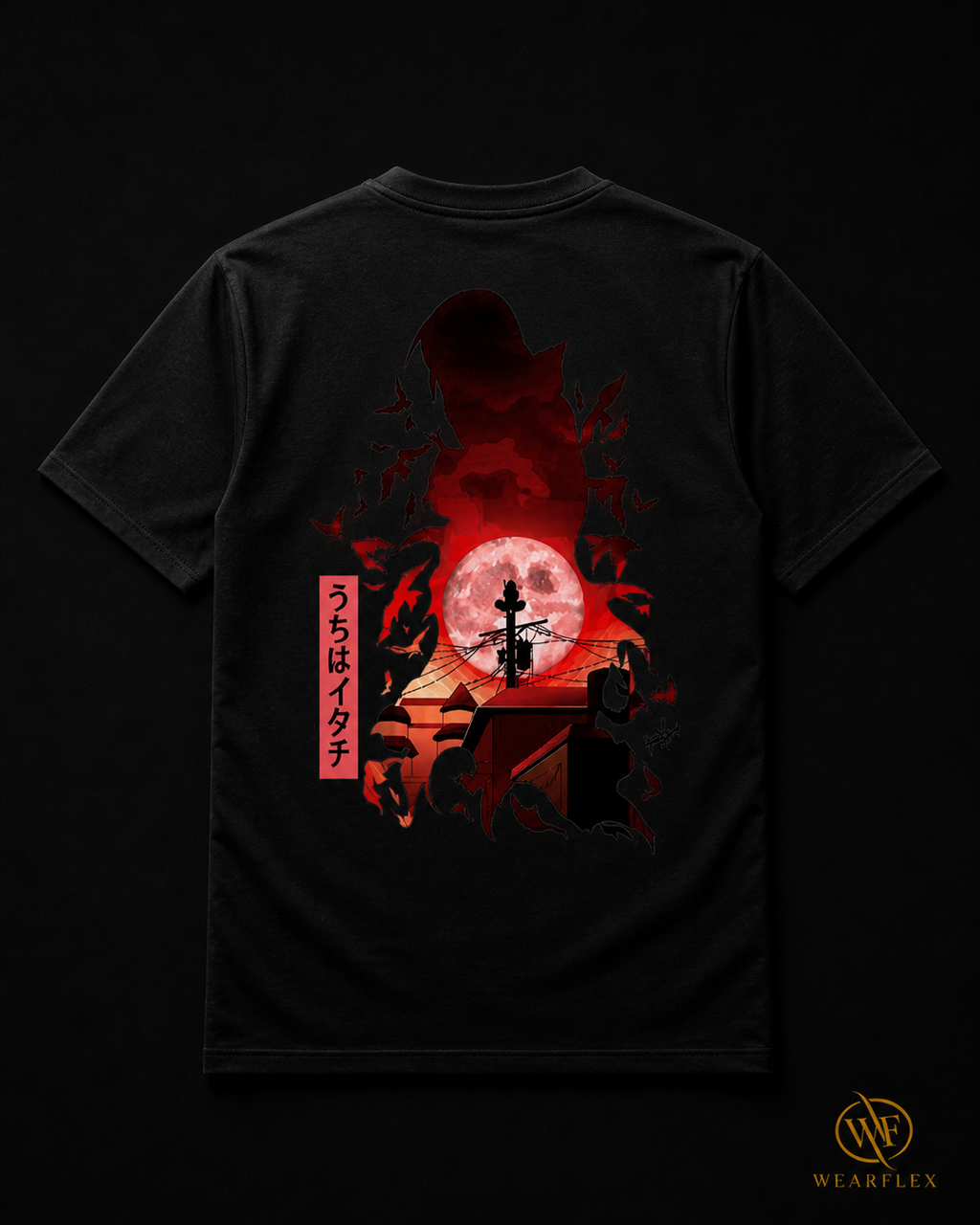 WearFlex Red Moon Shadow T-Shirt – Premium Anime Streetwear | Unisex Fit