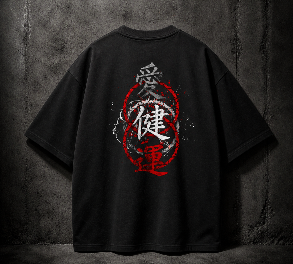 WearFlex Kanji Back Print Oversized T-Shirt – Loose Fit Streetwear | Unisex
