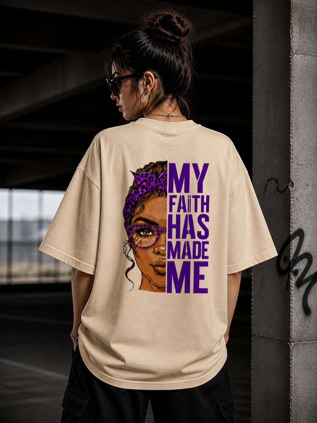 WearFlex “My Faith Has Made Me” Oversized T-Shirt – Loose Fit Graphic Tee | Women’s Streetwear