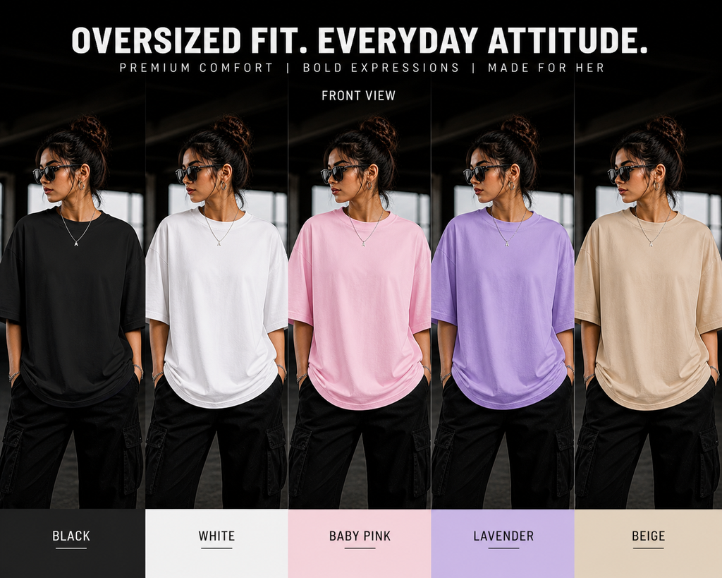 WearFlex Oversized T-Shirt – Loose Fit Essentials | Women’s Streetwear (5 Colors)