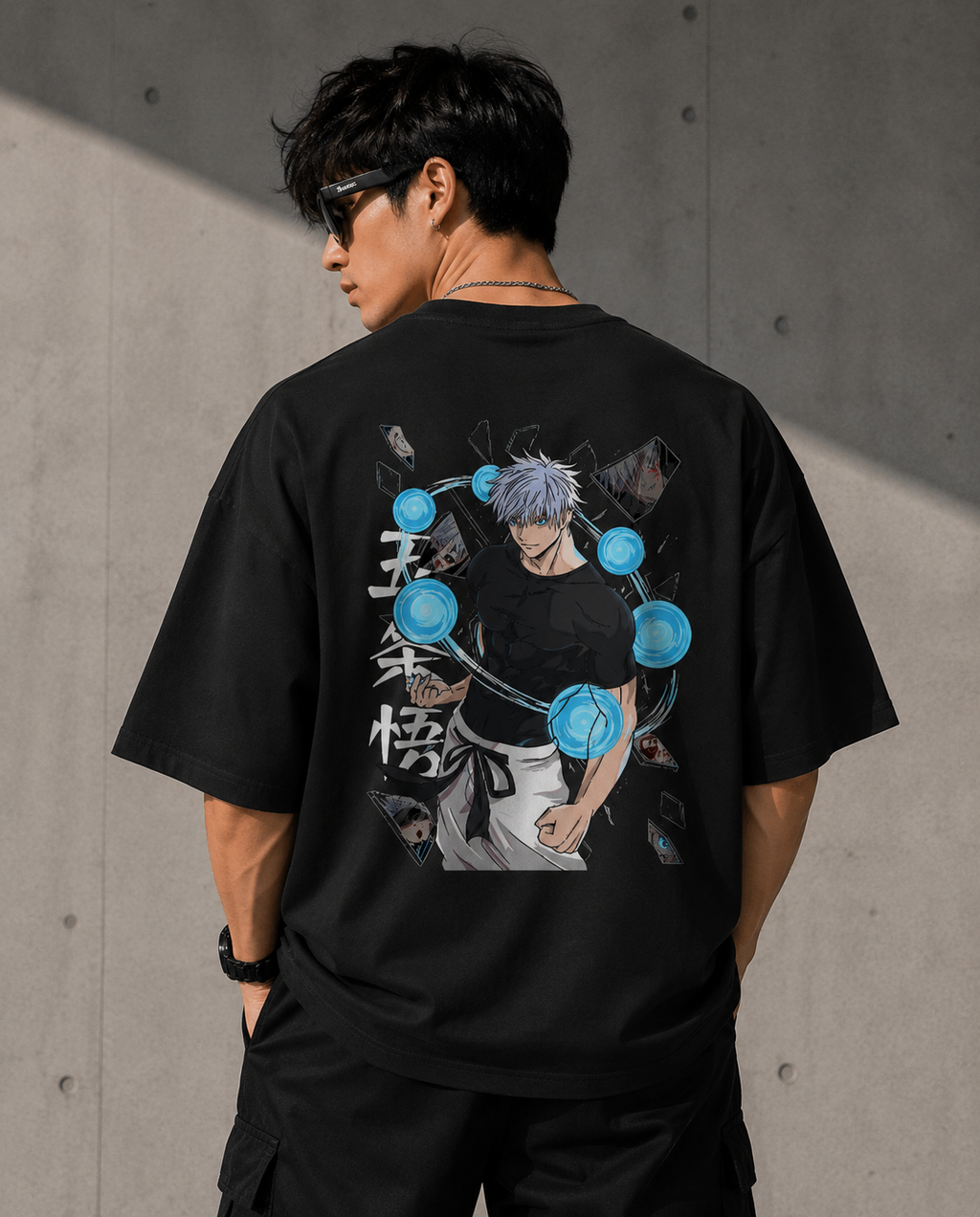 Gojo Blue Energy Oversized T-Shirt – Anime Streetwear Edition