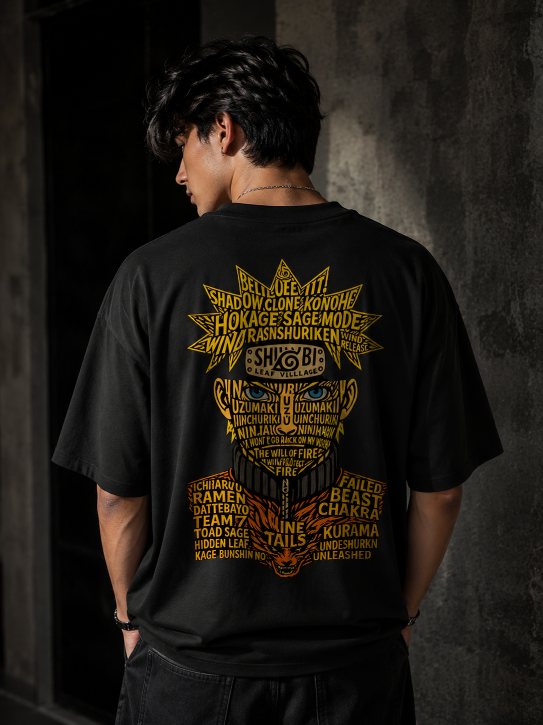 Naruto Typography Oversized T-Shirt – Premium Anime Streetwear