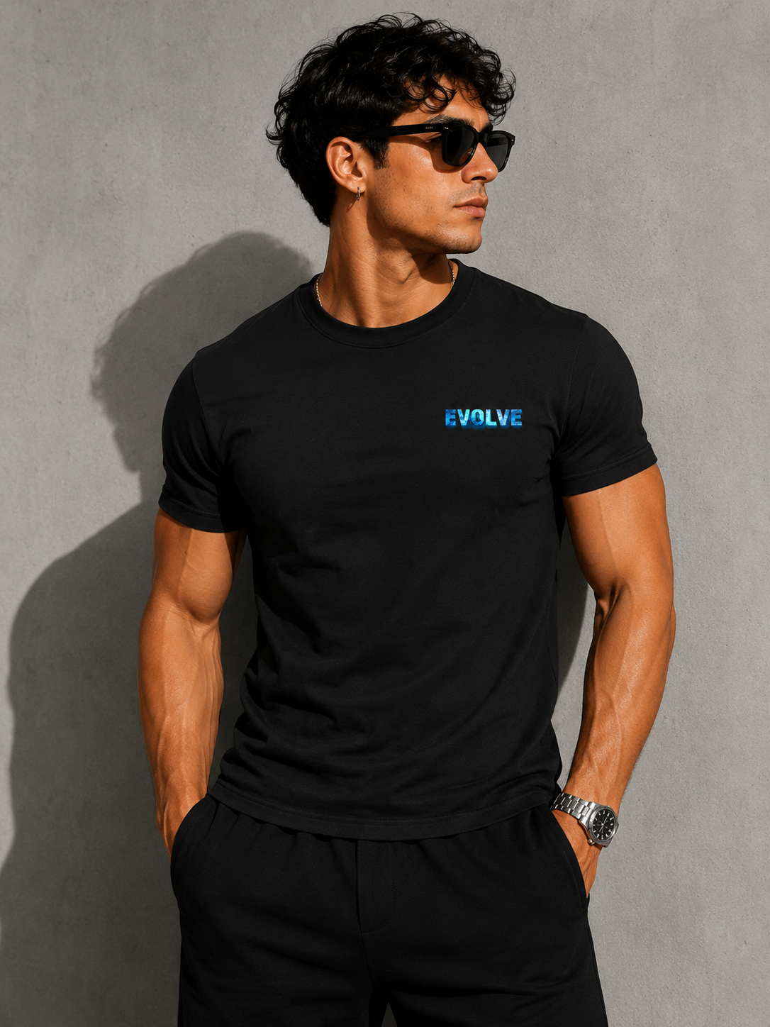EVOLVE Premium Fitted T-Shirt – Minimal Ice Blue Edition  Description
