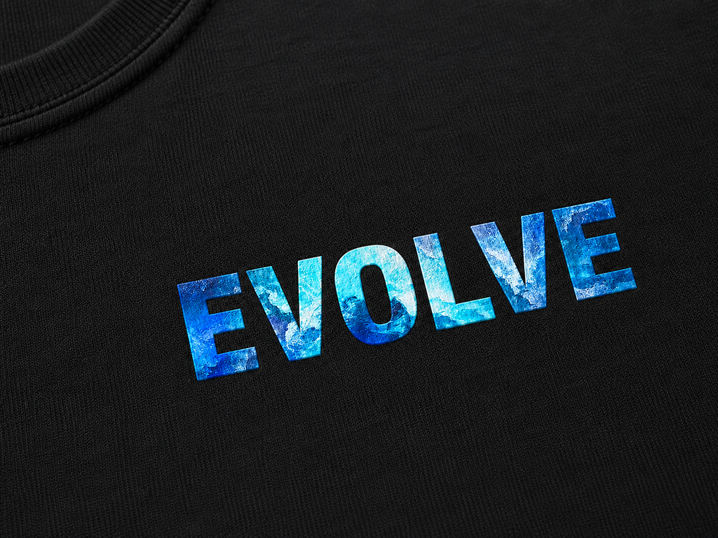 EVOLVE Premium Fitted T-Shirt – Minimal Ice Blue Edition  Description