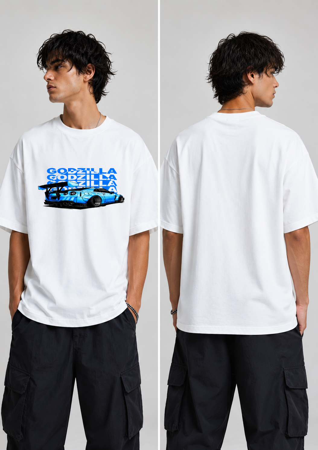 Godzilla Drift Oversized Beige T-Shirt