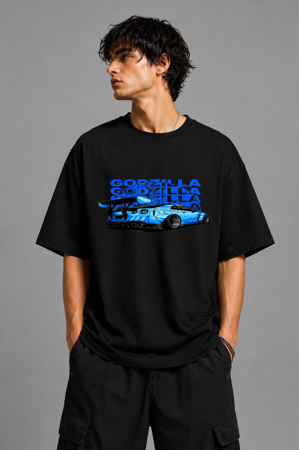 Godzilla Drift Oversized Beige T-Shirt