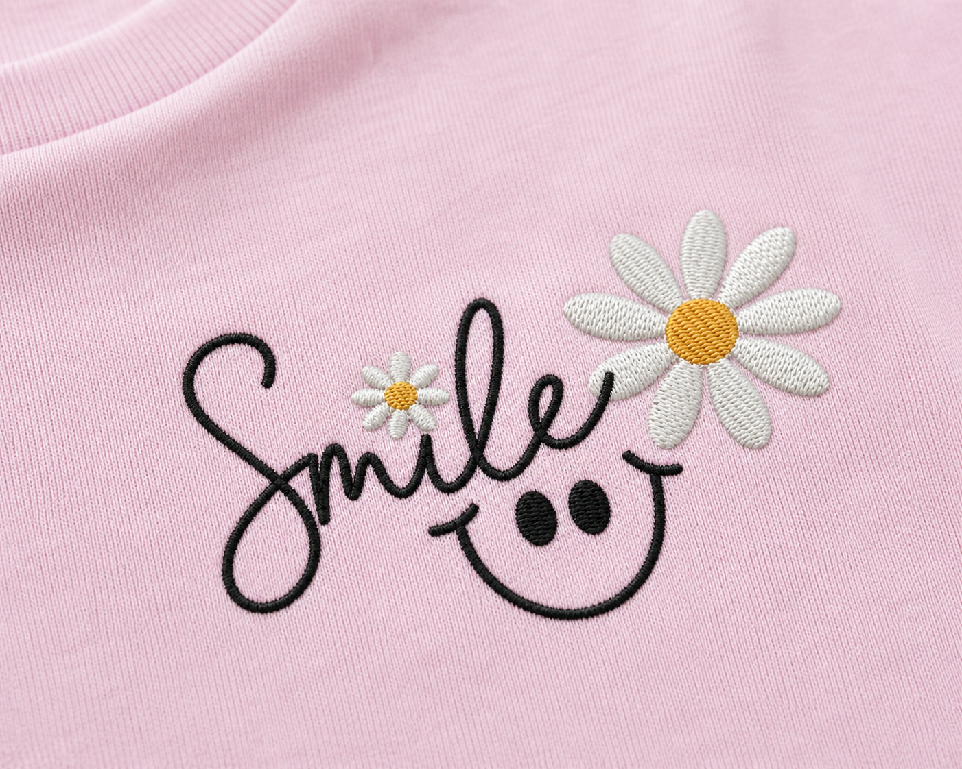 Smile Daisy Crop Top – Premium Embroidered
