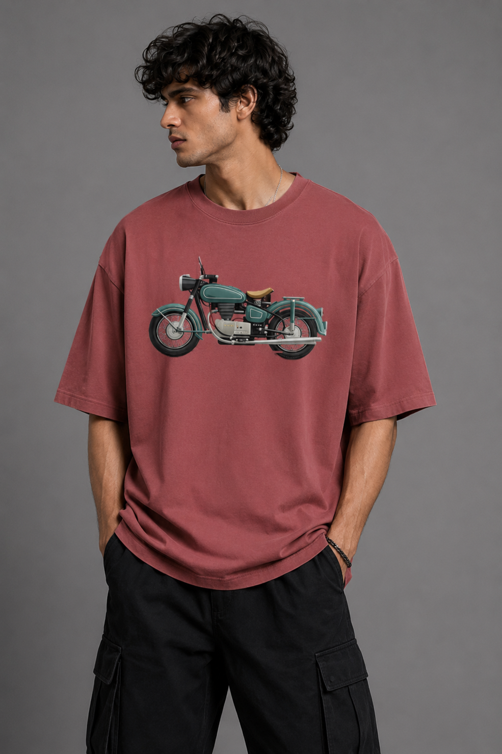 Vintage Motorcycle Oversized Graphic T-Shirt
