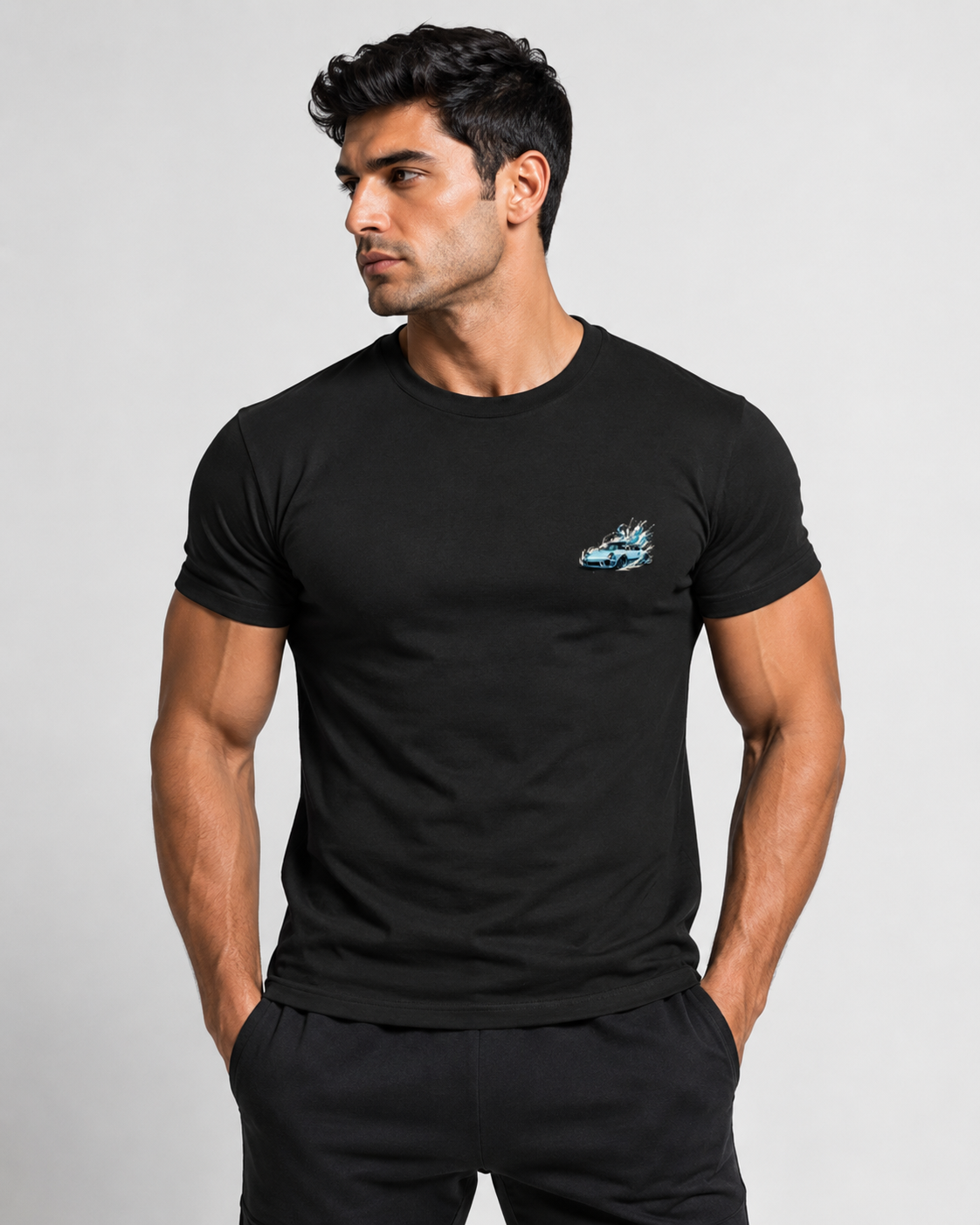 Wave Porsche Minimal Black T-Shirt
