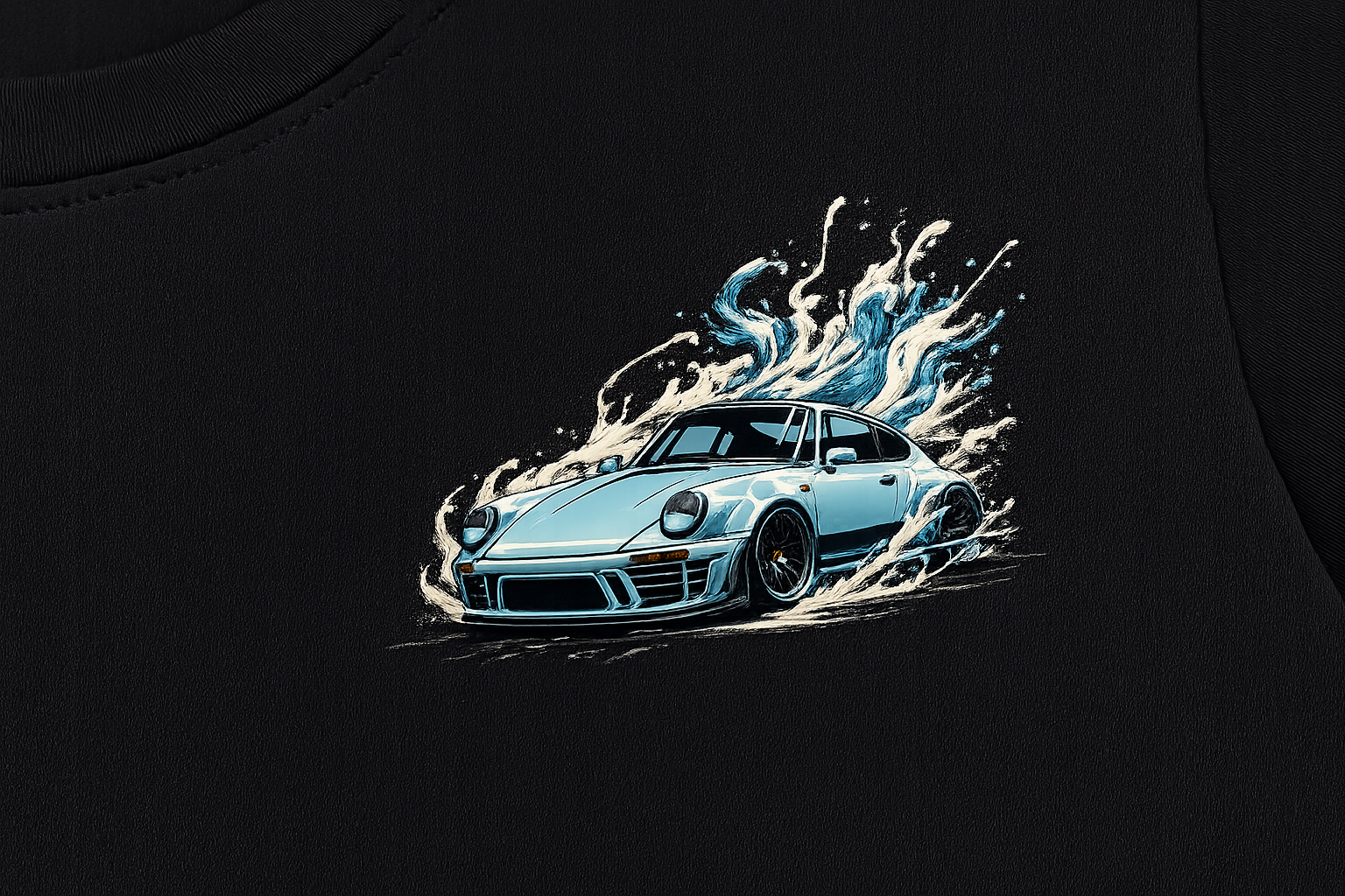 Wave Porsche Minimal Black T-Shirt