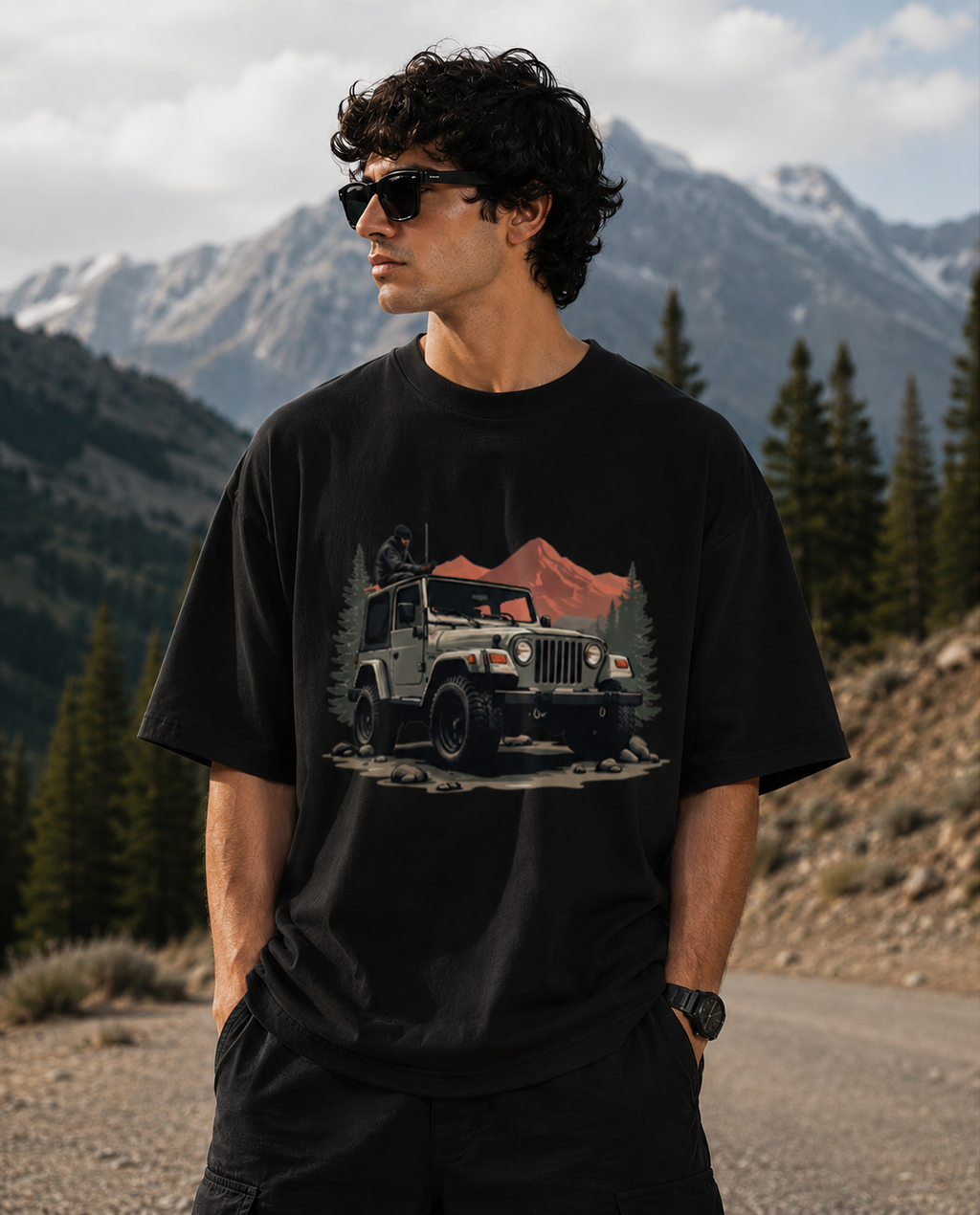 Mountain Jeep Oversized Graphic T-Shirt