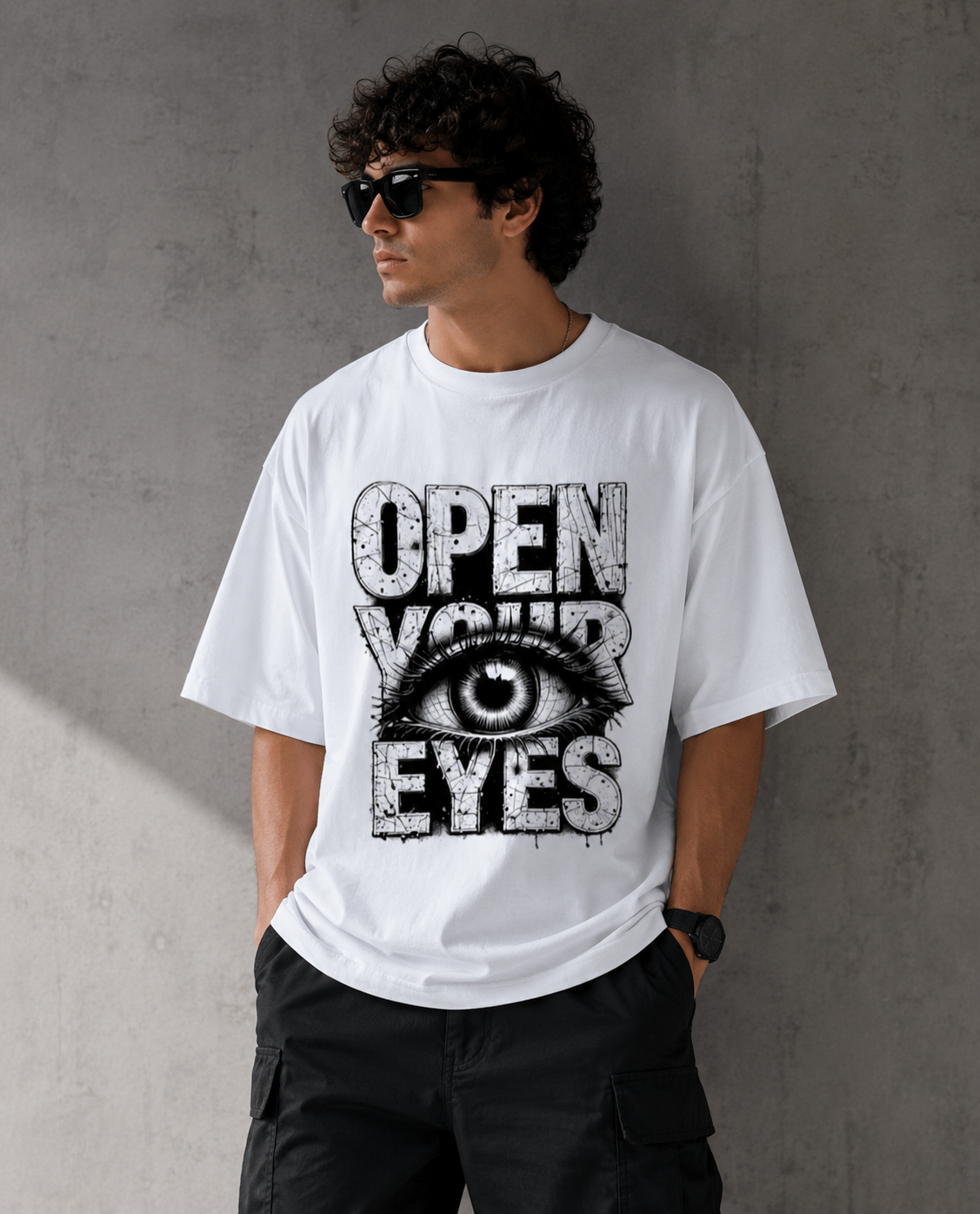 Open Your Eyes Oversized Graphic T-Shirt
