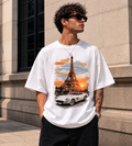 Paris Sunset Oversized Graphic T-Shirt