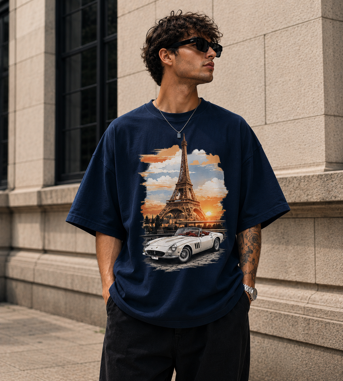 Paris Sunset Oversized Graphic T-Shirt