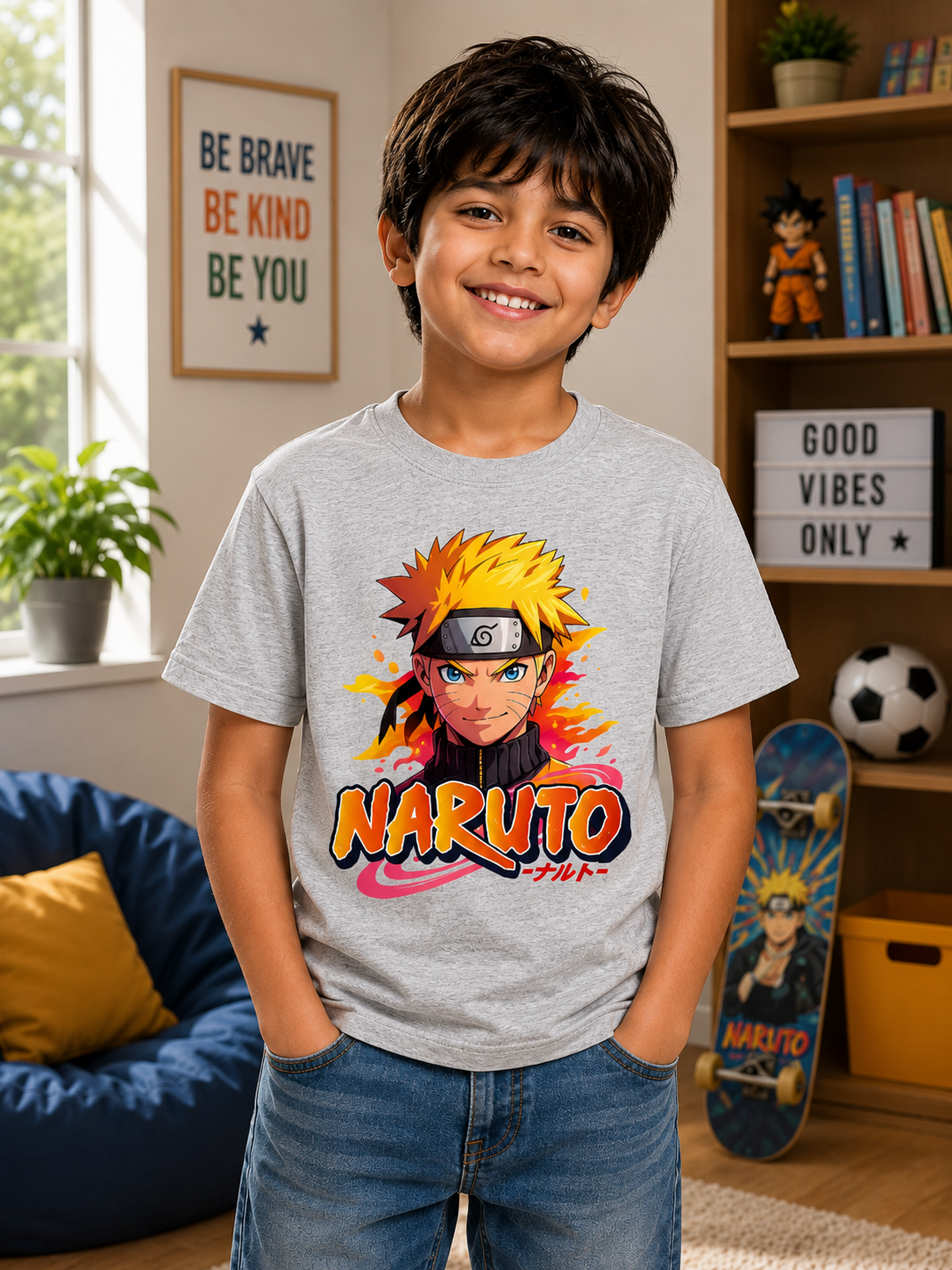 Naruto Kids Graphic T-Shirt | Anime Print | 100% Cotton Regular Fit