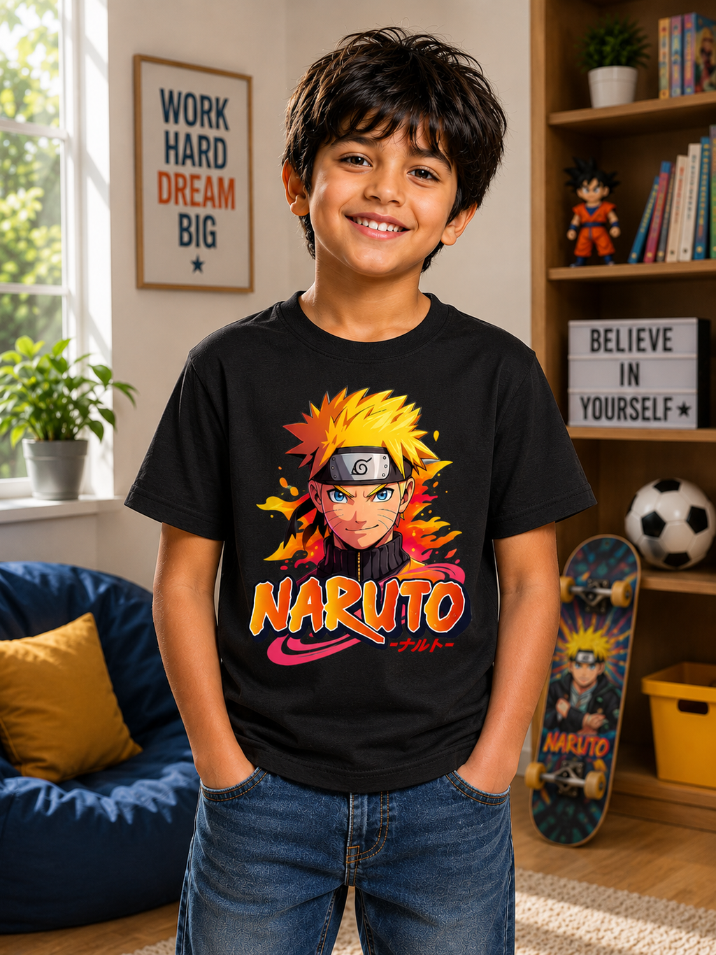 Naruto Kids Graphic T-Shirt | Anime Print | 100% Cotton Regular Fit
