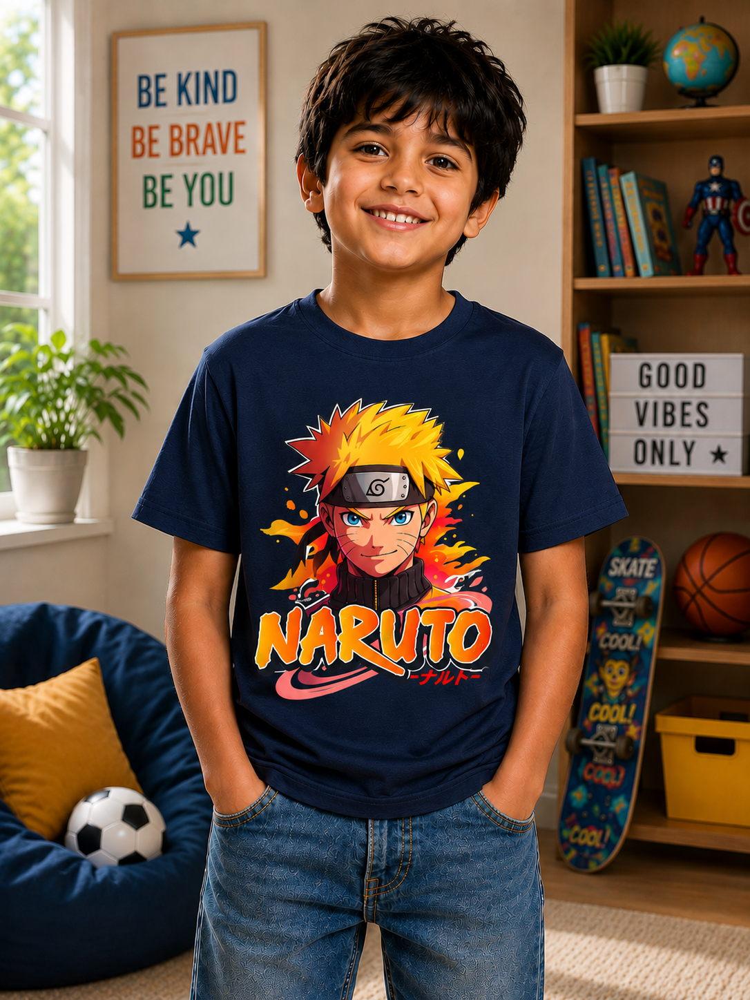 Naruto Kids Graphic T-Shirt | Anime Print | 100% Cotton Regular Fit