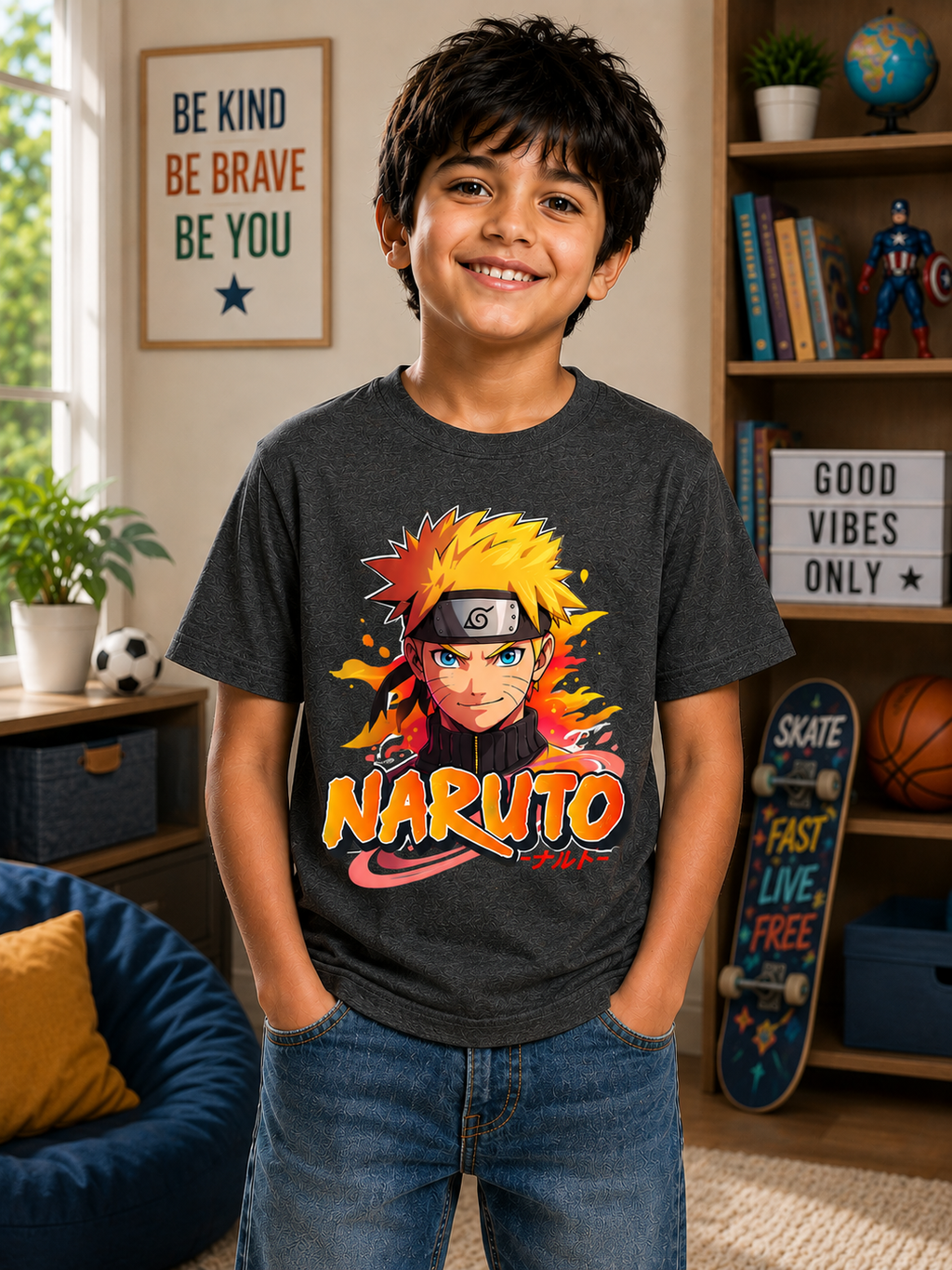 Naruto Kids Graphic T-Shirt | Anime Print | 100% Cotton Regular Fit