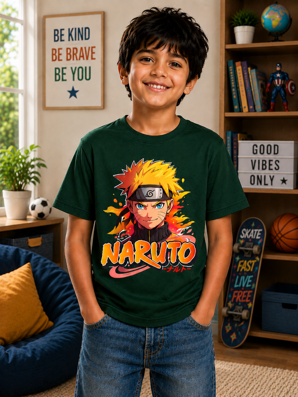 Naruto Kids Graphic T-Shirt | Anime Print | 100% Cotton Regular Fit